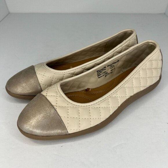 Time & Tru Sintelico Quilted Ballet Flats Womens Cream/Copper Shoes Size 6 - Picture 1 of 9